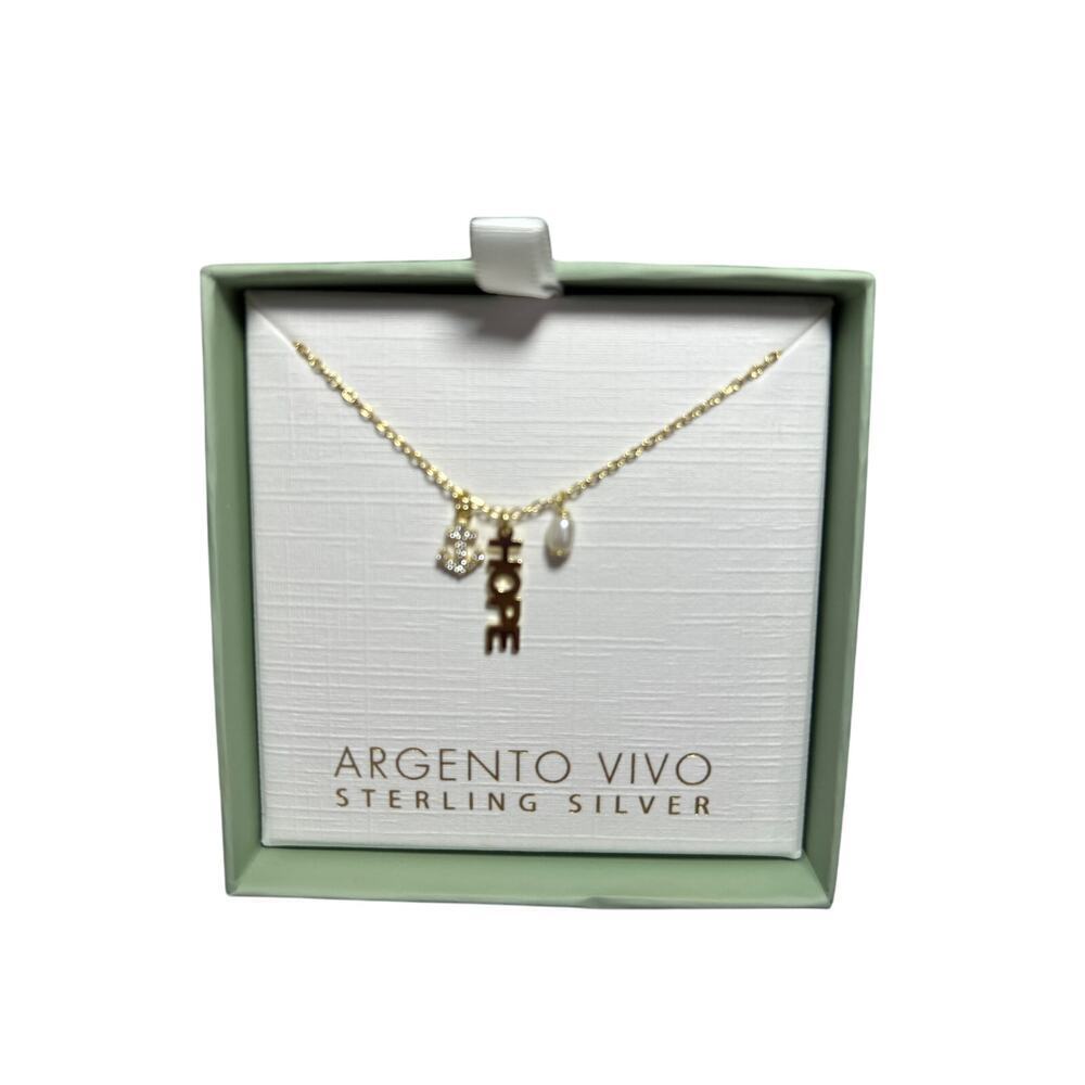 Pavé Hope , Pearl & Anchor Multi Charm Pendant Neck in 18K Gold Plated SS‎